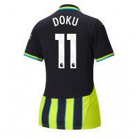 Camiseta Manchester City Jeremy Doku #11 Visitante Equipación para mujer 2024-25 manga corta